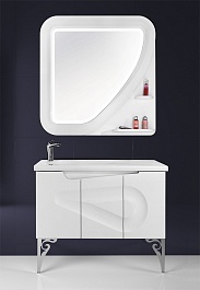 Водолей Мебель для ванной "Арнелла Капля 100" белая, дверцы – фотография-4